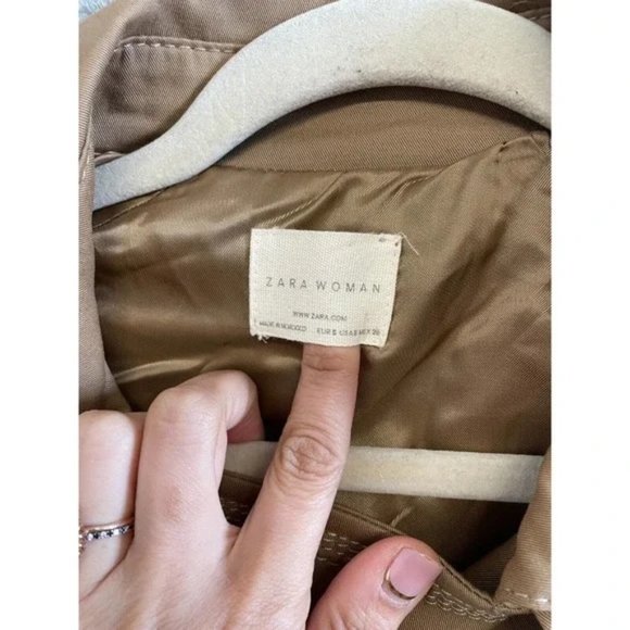 Zara Trench Coat Womens Small Beige Khaki Maxi Capsule Classic Casual - Picture 2 of 7